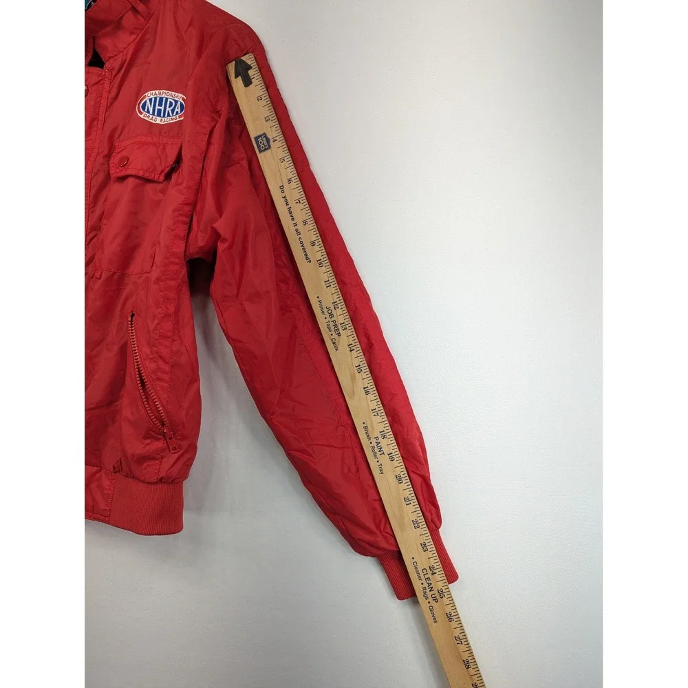 Vintage NHRA Drag Racing Bomber Jacket Red Nylon Windbreaker Mens Medium J10